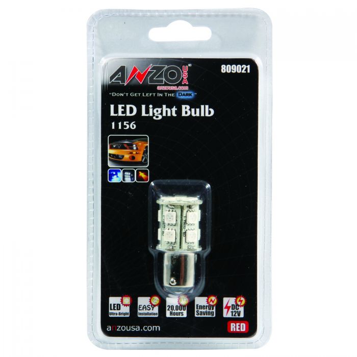 ANZO LED Bulbs Universal LED 1156 Red - 13 LEDs 1 3/4in Tall