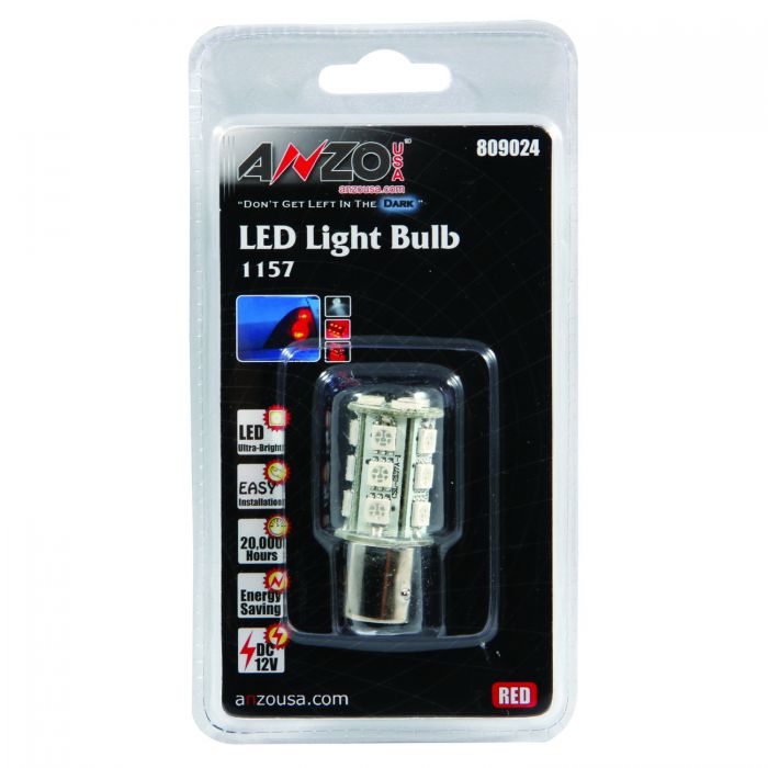 ANZO LED Bulbs Universal LED 1157 Red - 18 LEDs 1 3/4in Tall