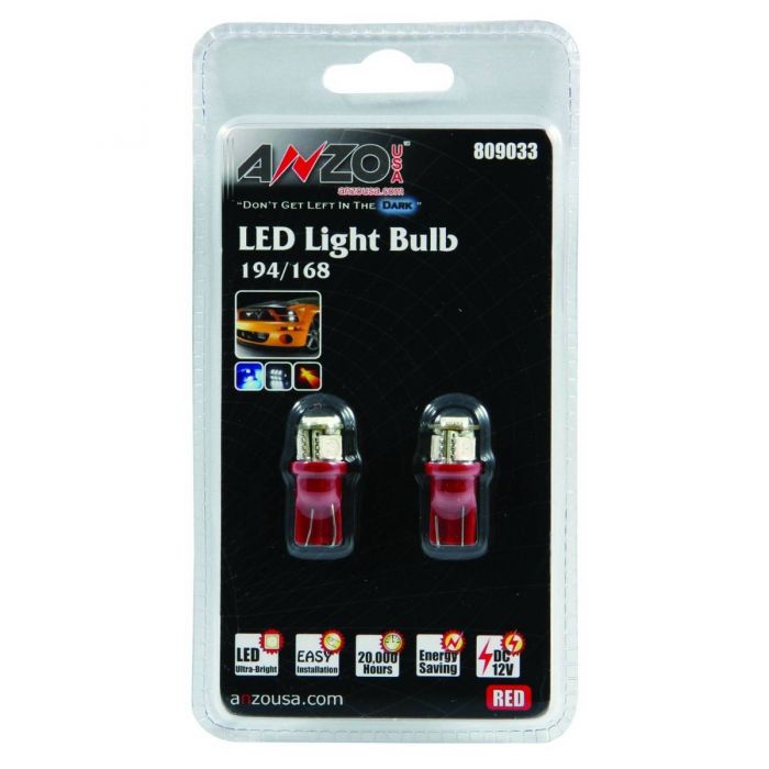 ANZO LED Bulbs Universal 194/168 Red - 4 LEDs