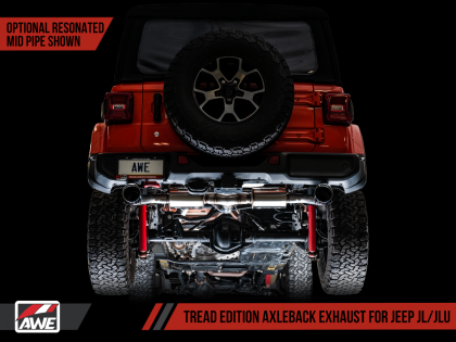 AWE Tread Edition Axleback Dual Exhaust for Jeep JL/JLU 3.6L/2.0T - Diamond Black Tips