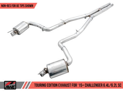 AWE Touring Edition Exhaust for 15+ Challenger 6.4 / 6.2 SC - Non-Resonated - Stock Tips