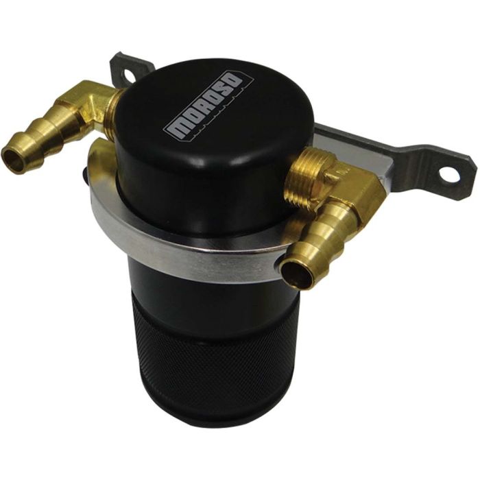 Moroso Universal Air/Oil Separator Catch Can - Small Body w/o Drain - Billet Aluminum - Black Finish