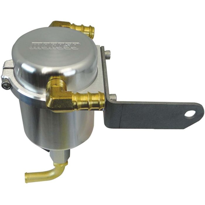 Moroso 15-Up Dodge Challenger 5.7/6.4L (w/Shaker Hood) Air/Oil Separator Catch Can - Billet Aluminum