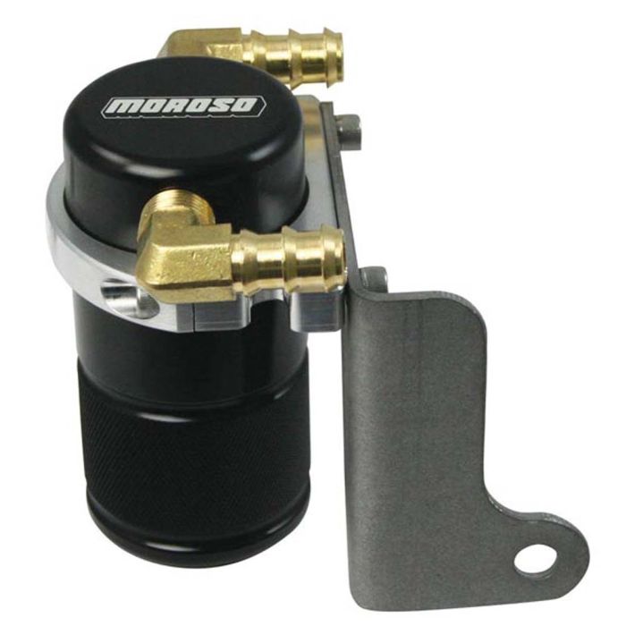 Moroso 06-Up Dodge Charger/Challenger 6.1L Air/Oil Separator Catch Can - Billet Aluminum - Black