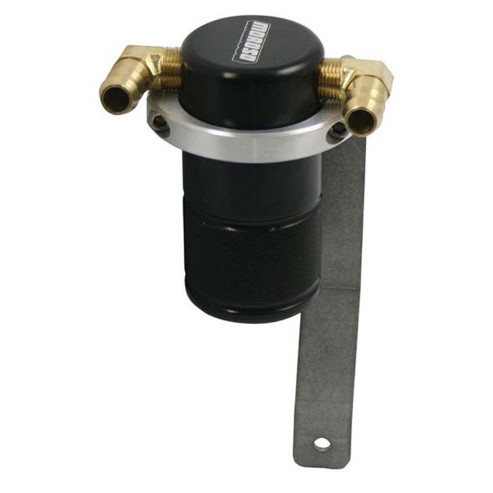 Moroso 05-10 Chrysler 5.7L (w/Stock Intake) Air/Oil Separator Catch Can - Billet Aluminum - Black