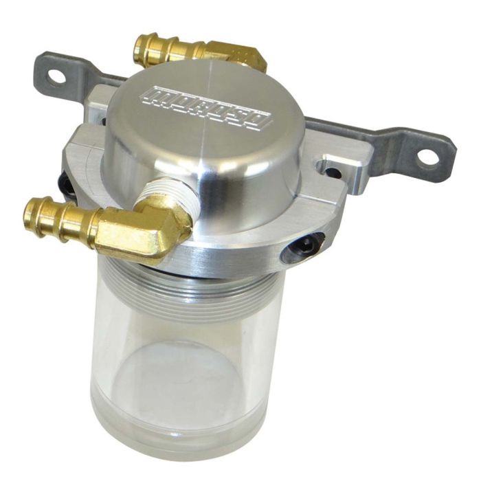 Moroso Universal Air/Oil Separator Catch Can - Small Body w/o Drain - Billet Alum - Raw/Clear Bottom