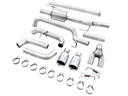 AWE 0FG Dual Split Rear Exhaust for '21+ Ford F-150 - 5" Chrome Silver Tips