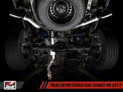 AWE Tread Edition Catback Dual Exhaust for Jeep JT 3.6L - Diamond Black Tips