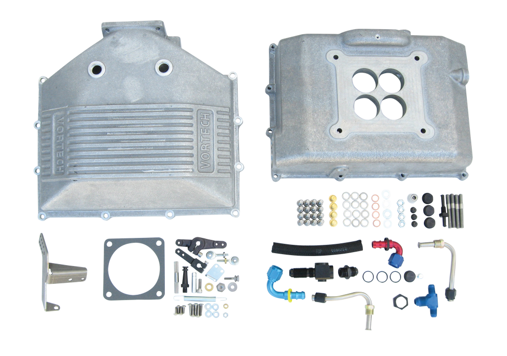 Vortech Universal Carburetor Enclosure Assembly w/Throttle Linkage. Satin Finish