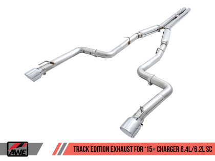 AWE Track Edition Exhaust for 15+ Charger 6.4 / 6.2 SC - Chrome Silver Tips