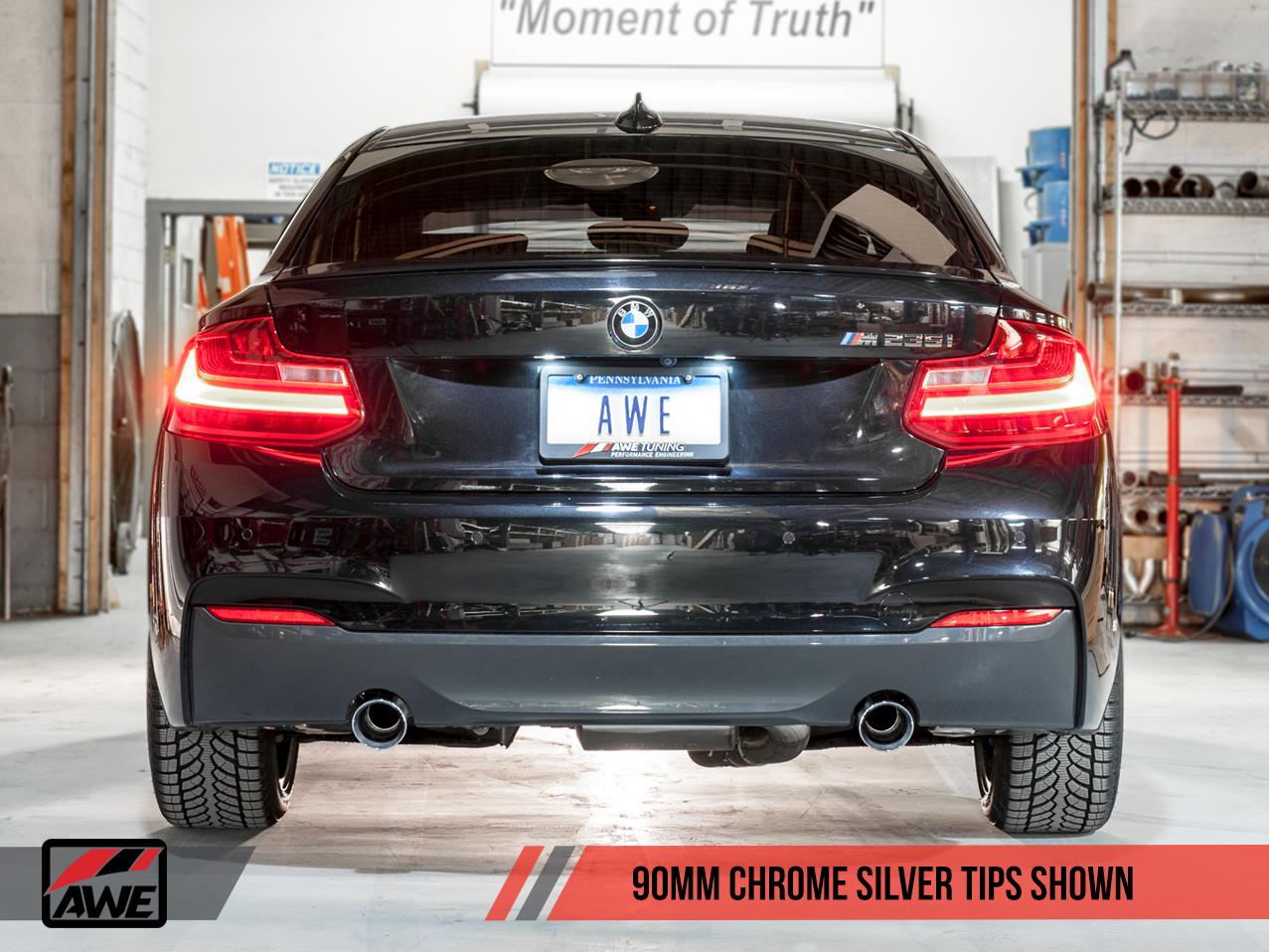 AWE Touring Edition Axle-back Exhaust for BMW F22 M235i / M240i - Chrome Silver Tips (102mm)