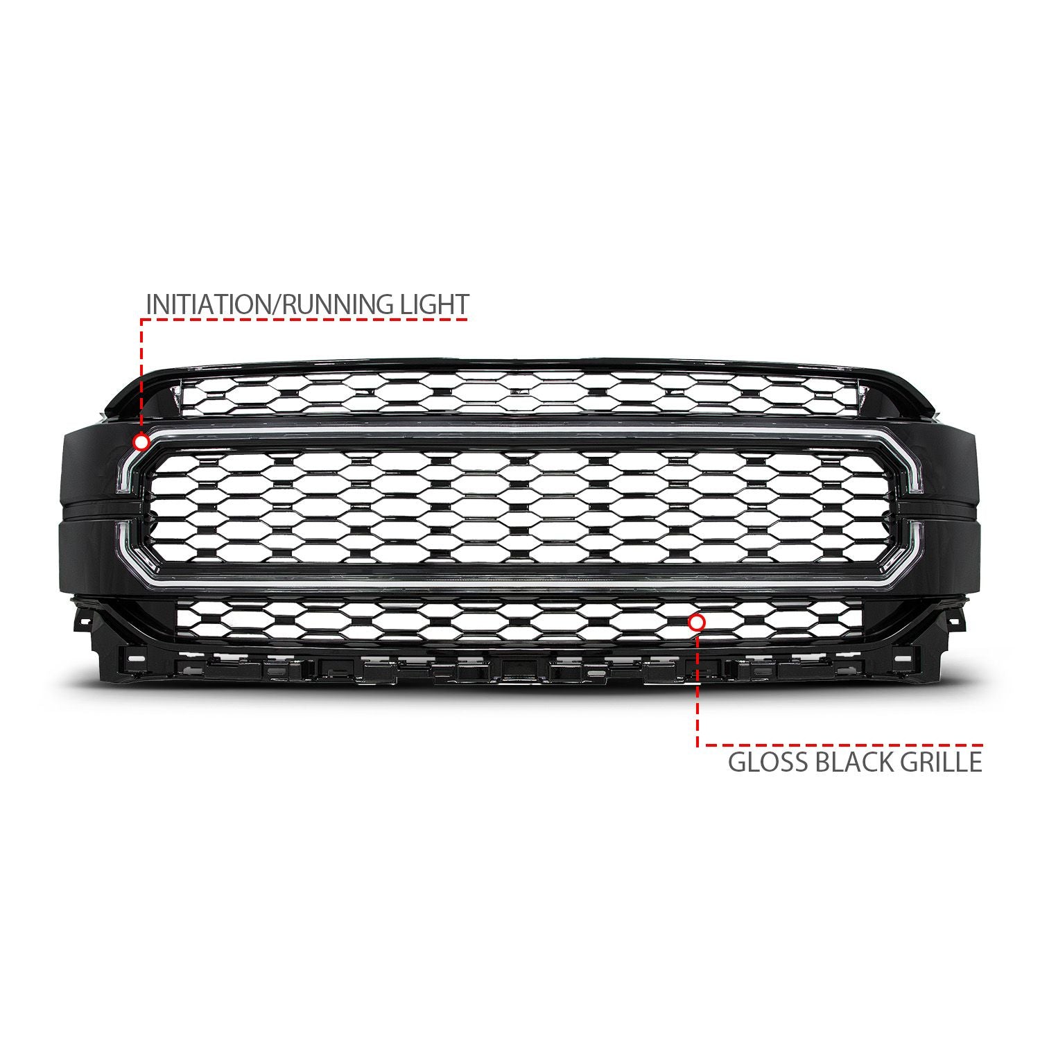 FORD F-150 21- 23 NEXUM SERIES BLACK LED GRILLE W/ IGNITION INITIATION FEATURE & RUNNING LIGHT BAR