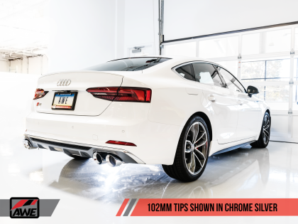 AWE Touring Edition Exhaust for Audi B9 S5 Sportback - Non-Resonated - Chrome Silver 102mm Tips