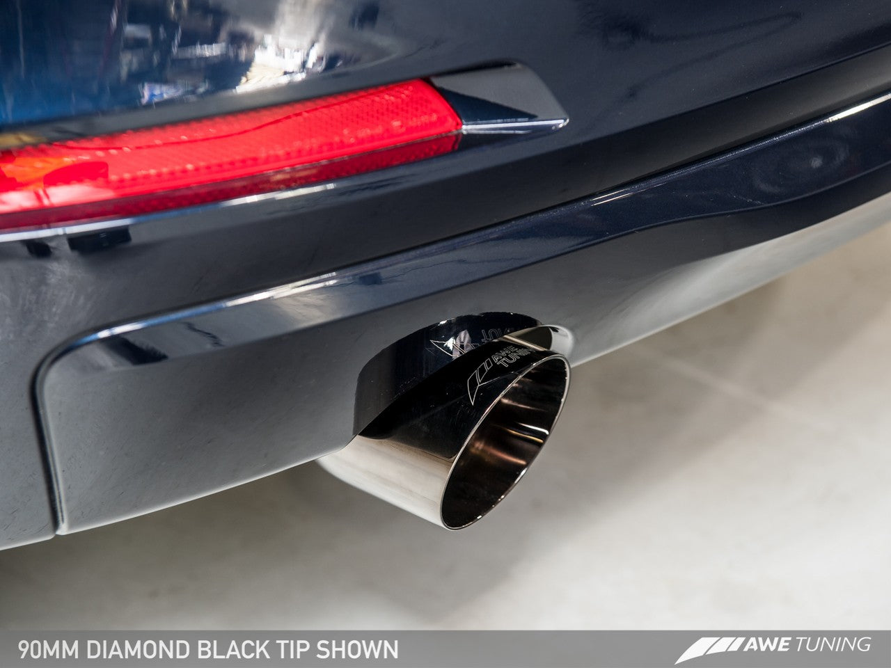 AWE Touring Edition Exhaust + Performance Mid Pipe for BMW F30 320i, Single Side - Diamond Black Tip (90mm) - 0