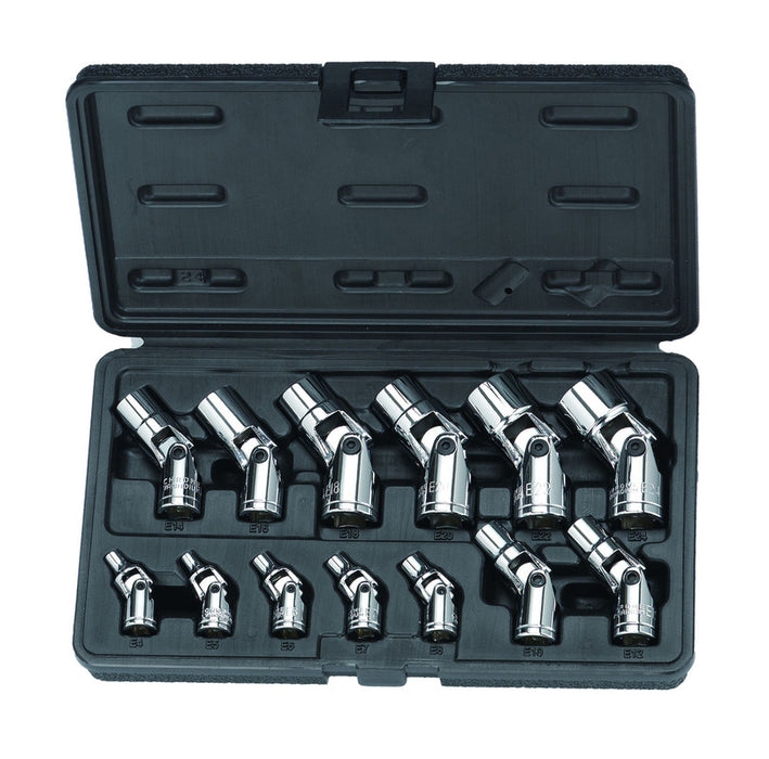 9220 - 13 Pc. Set - E-Series "Star" Sockets - W/ U-Joint