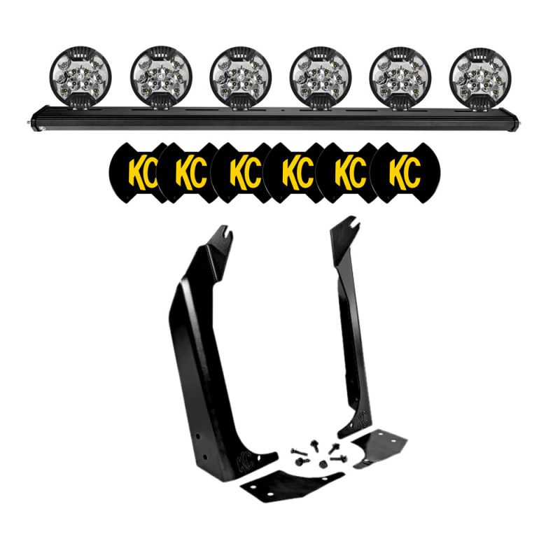 KC HiLiTES 97-06 Jeep TJ 50in. Overhead Xross Bar Kit w/(6) SlimLite LED Lights - Black