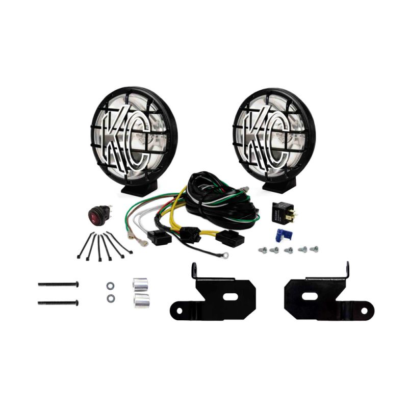 KC HiLiTES Jeep JL/JT A-Pillar Mount Light Kit w/Apollo Pro Halogen Lights 100w Spot Beam - Black