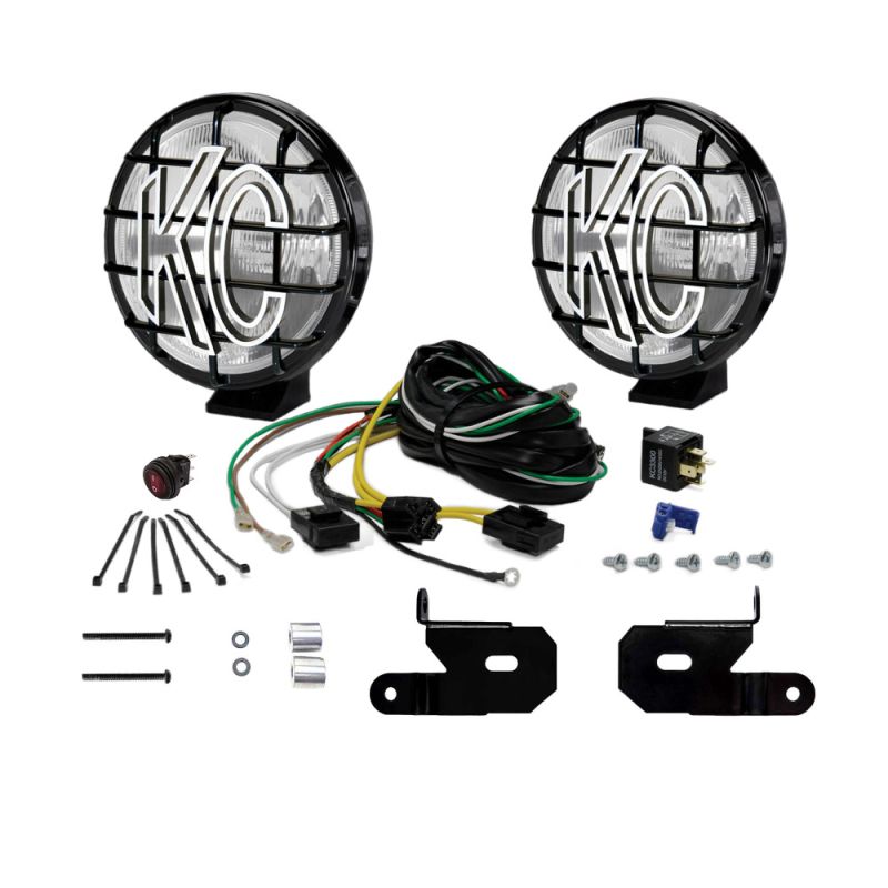 KC HiLiTES Jeep JL/JT A-Pillar Mount Light Kit w/Apollo Pro Halogen Lights 100w Spread Beam - Black