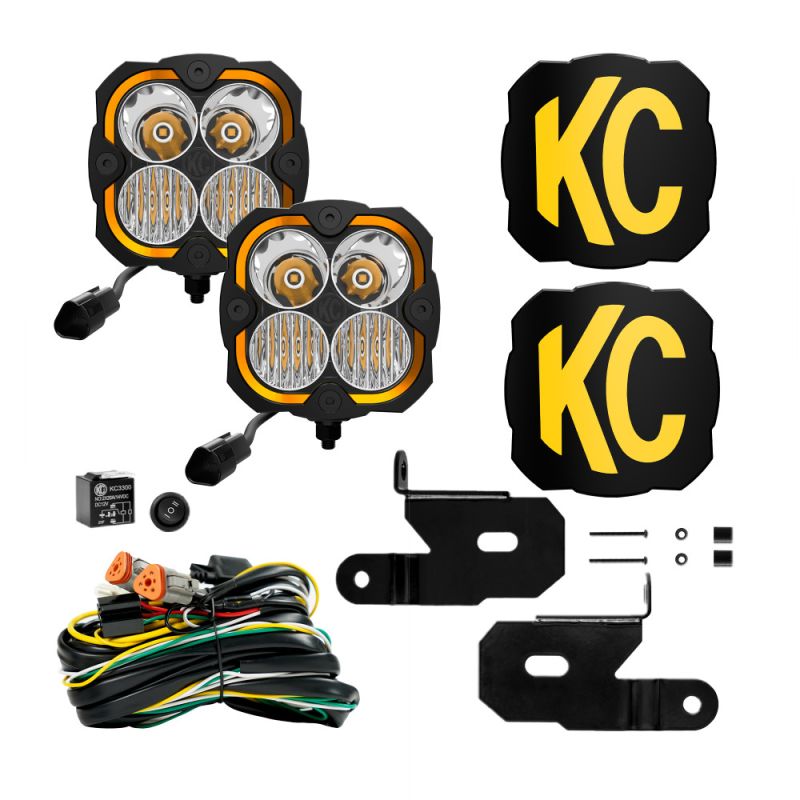 KC HiLiTES FLEX ERA 4 18-21 Jeep JL / JT 2-Light System 80W Combo Beam Pillar Mount