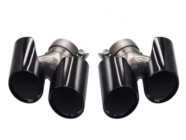 Racing Dynamics Sport Quad Style Tailpipe Tips (Black) - Porsche 991.2 911 3.6L/3.8L | 991-08-00-376B