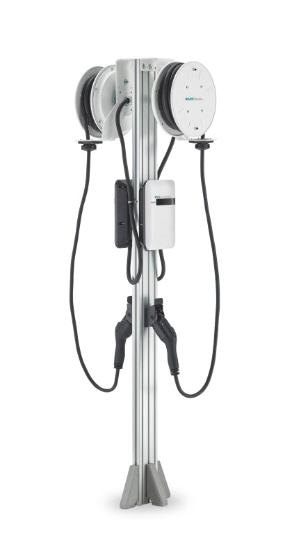 EvoCharge EVSE Dual Port Pedestal w/22ft EvoReel