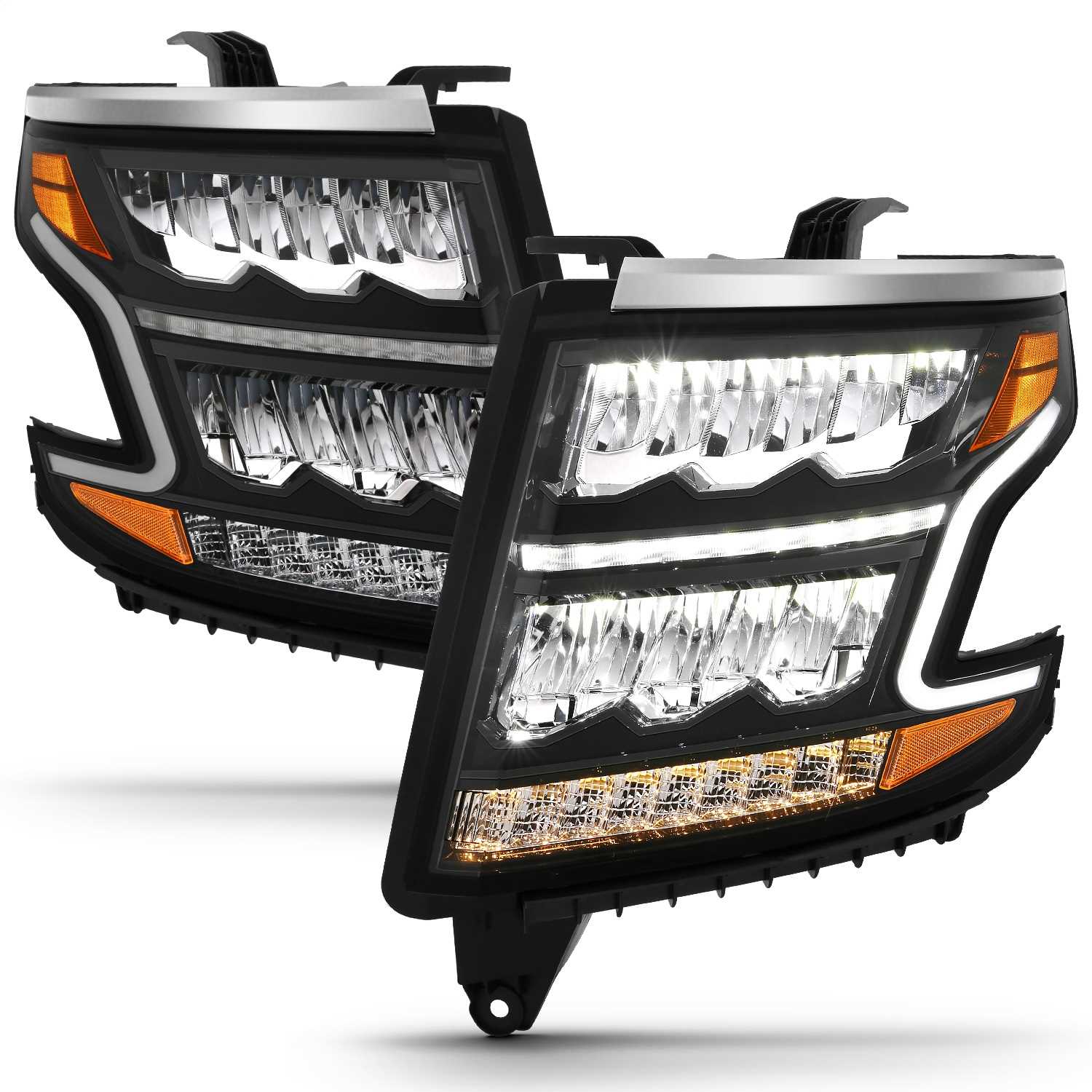 ANZOUSA LED CRYSTAL HEADLIGHTS: 2015–2020 CHEVROLET SUBURBAN - 0