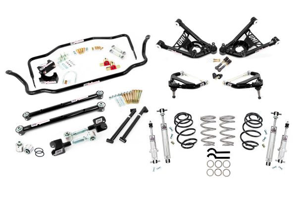 UMI Performance 68-72 GM A-Body Handling Kit Stage 5 450lb Springs 1in Drop - Black