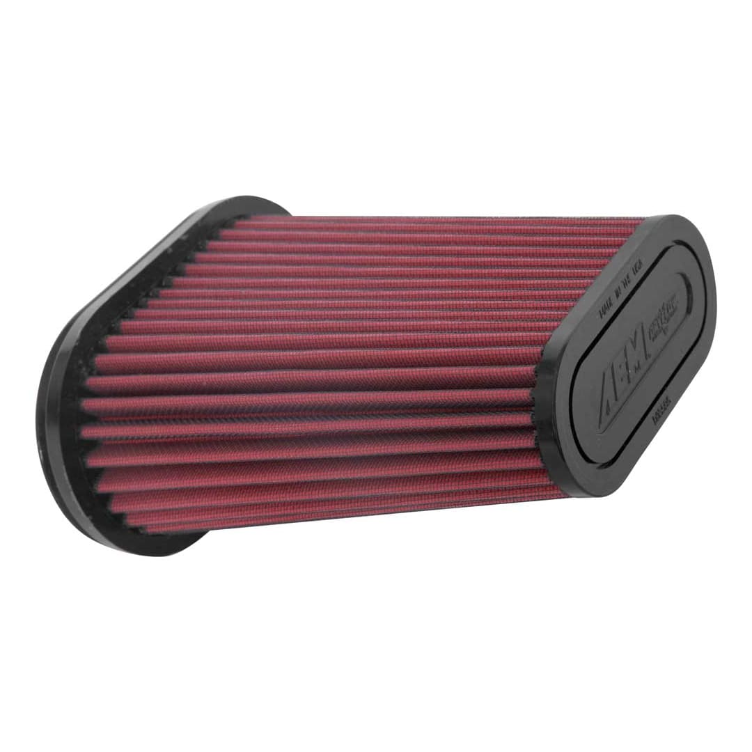 AEM 7.5in L x 4.5in W Base 5.5in L x 2.5in W Top 9in Height Dryflow Air Filter