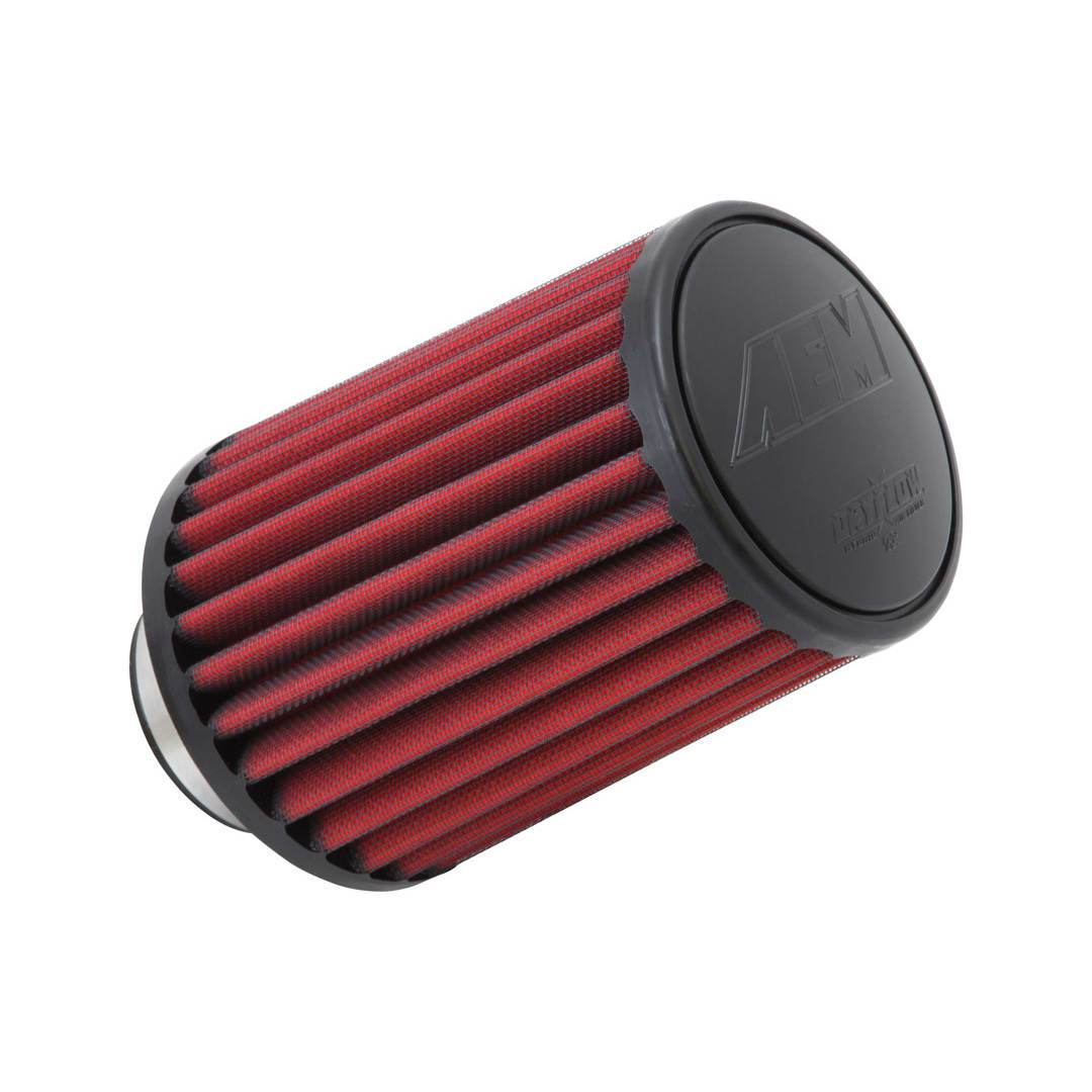 AEM Dryflow Air Filter - Round Tapered - 2.75in Flange ID x 5.5in Base OD x 4.75in Top OD x 7.5in H