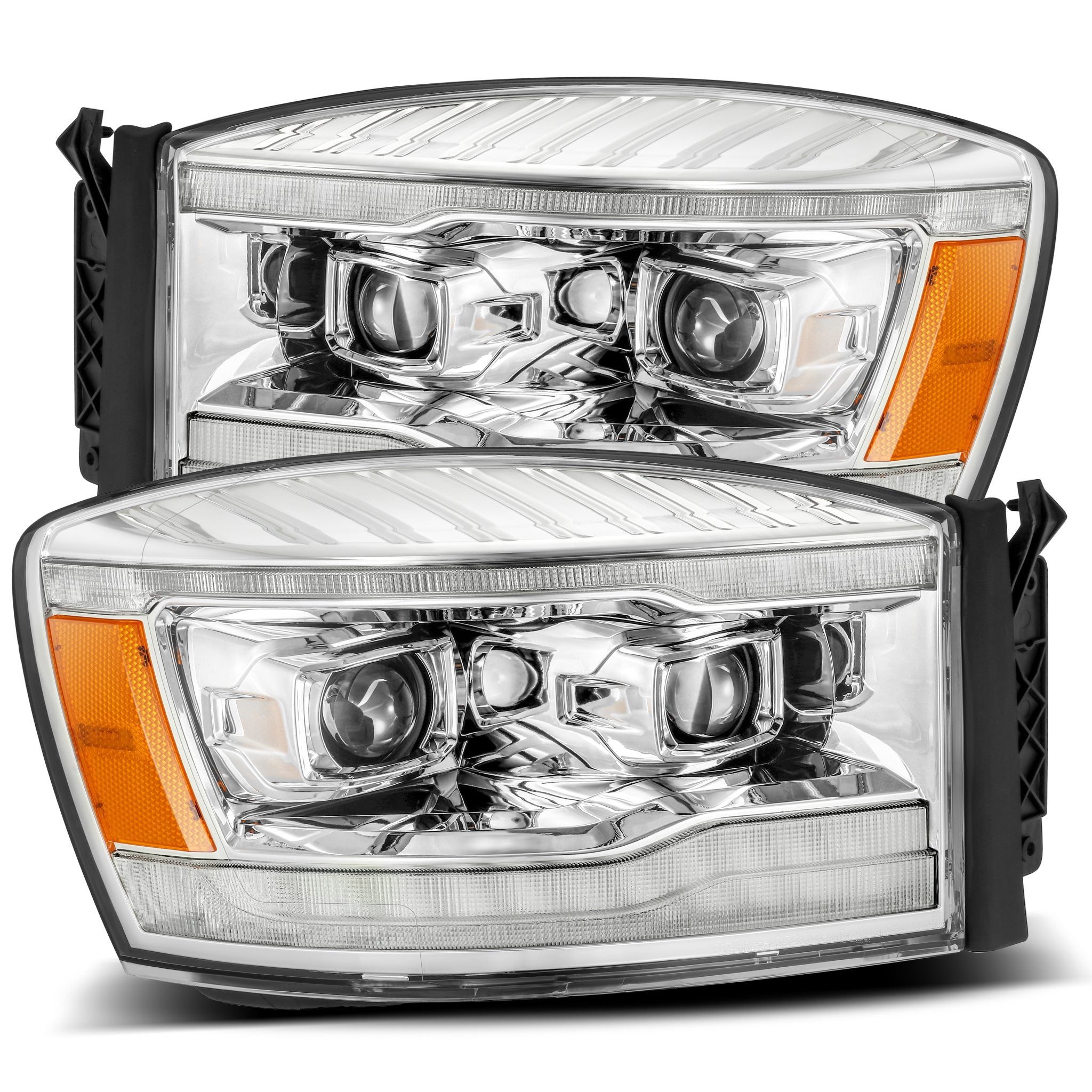 AlphaRex 06-08 Dodge Ram 1500HD LUXX LED Projector Headlights Plank Style Chrome w/Seq Signal/DRL