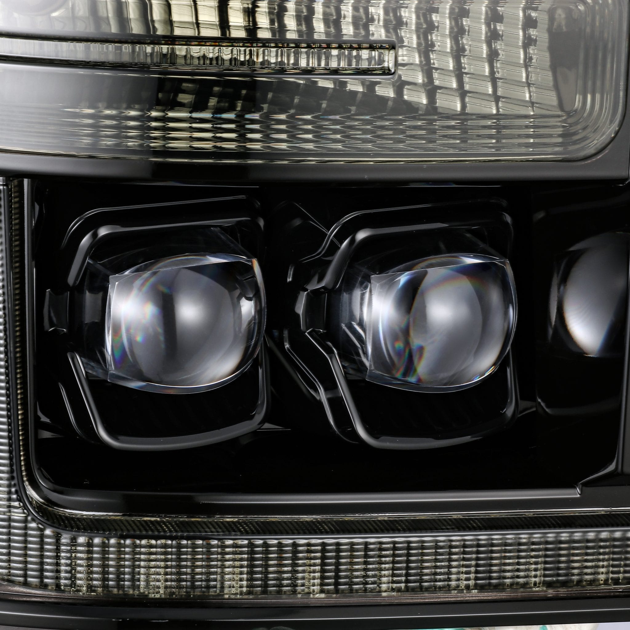 AlphaRex 11-16 Ford F-350 SD NOVA LED Proj Headlights Plank Style Alpha Blk w/Activ Light/Seq Signal