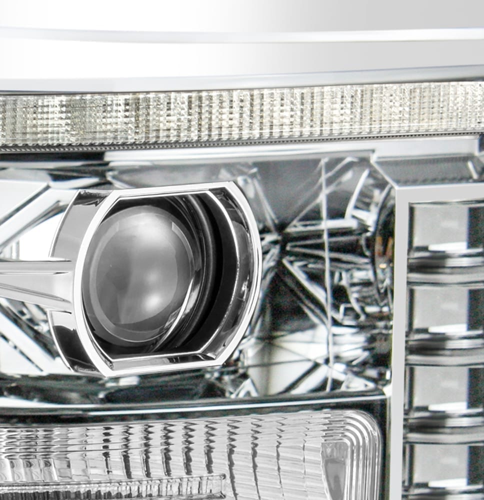 AlphaRex 11-16 Ford F-250 SD PRO-Series Projector Headlights Plank Style Design Chrome w/Seq Signal - 0