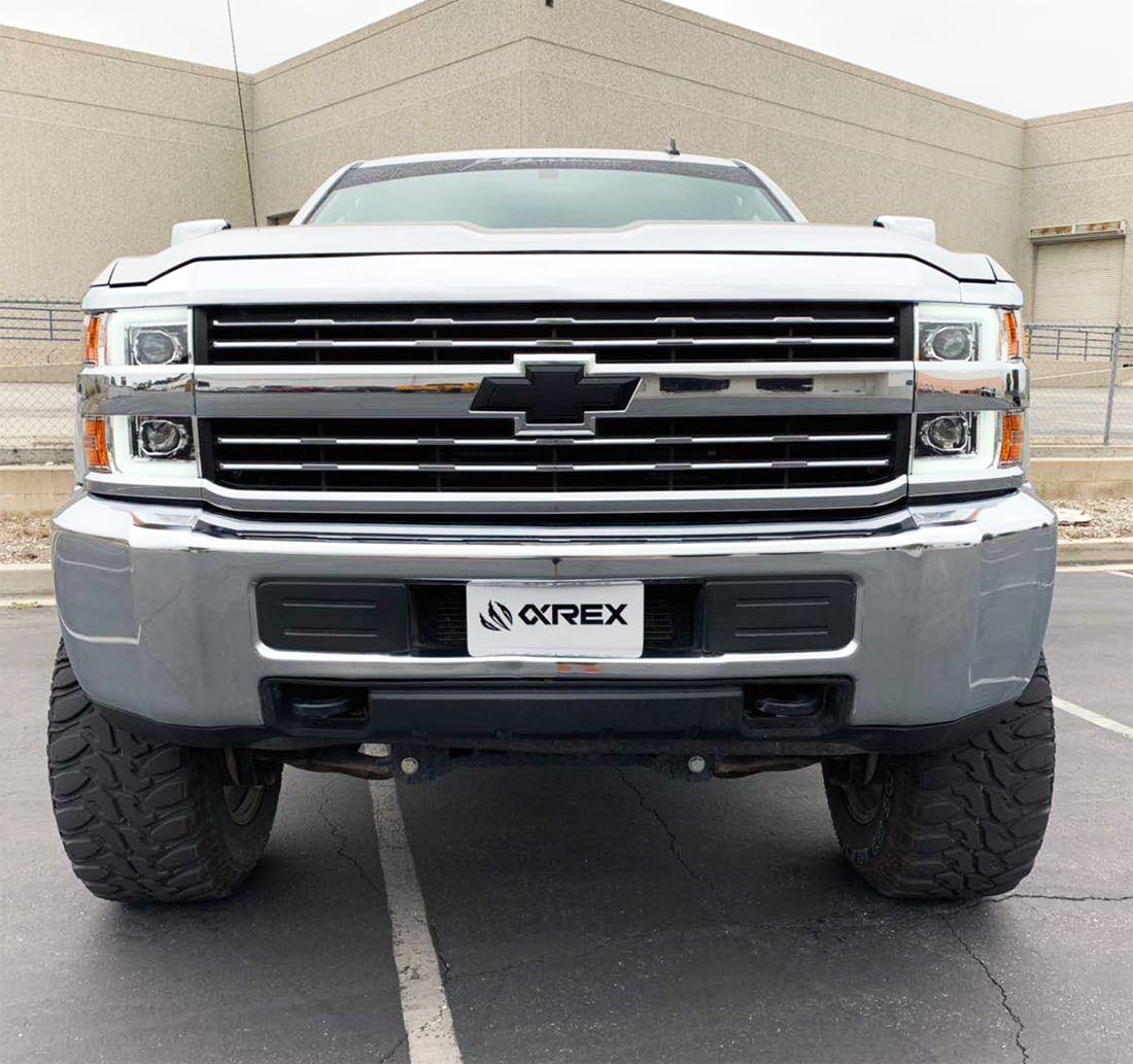 AlphaRex 15-19 Chevy Silverado 2500HD PRO-Series Headlight Plank Chrome w/Activ Light/Seq Signal/DRL