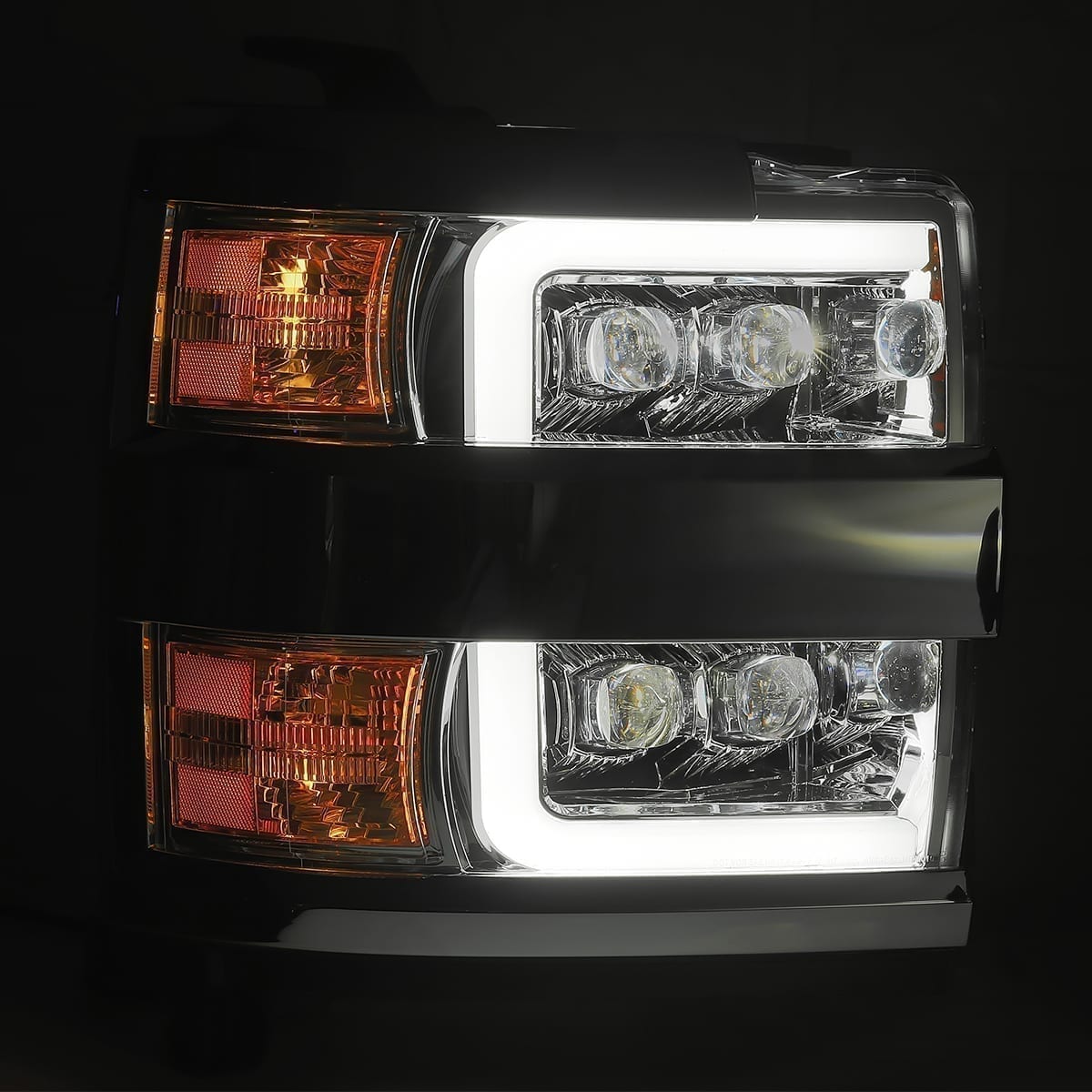 AlphaRex 15-18 Chevy 2500HD NOVA LED Proj Headlights Plank Style Black w/Activ Light/Seq Signal/DRL