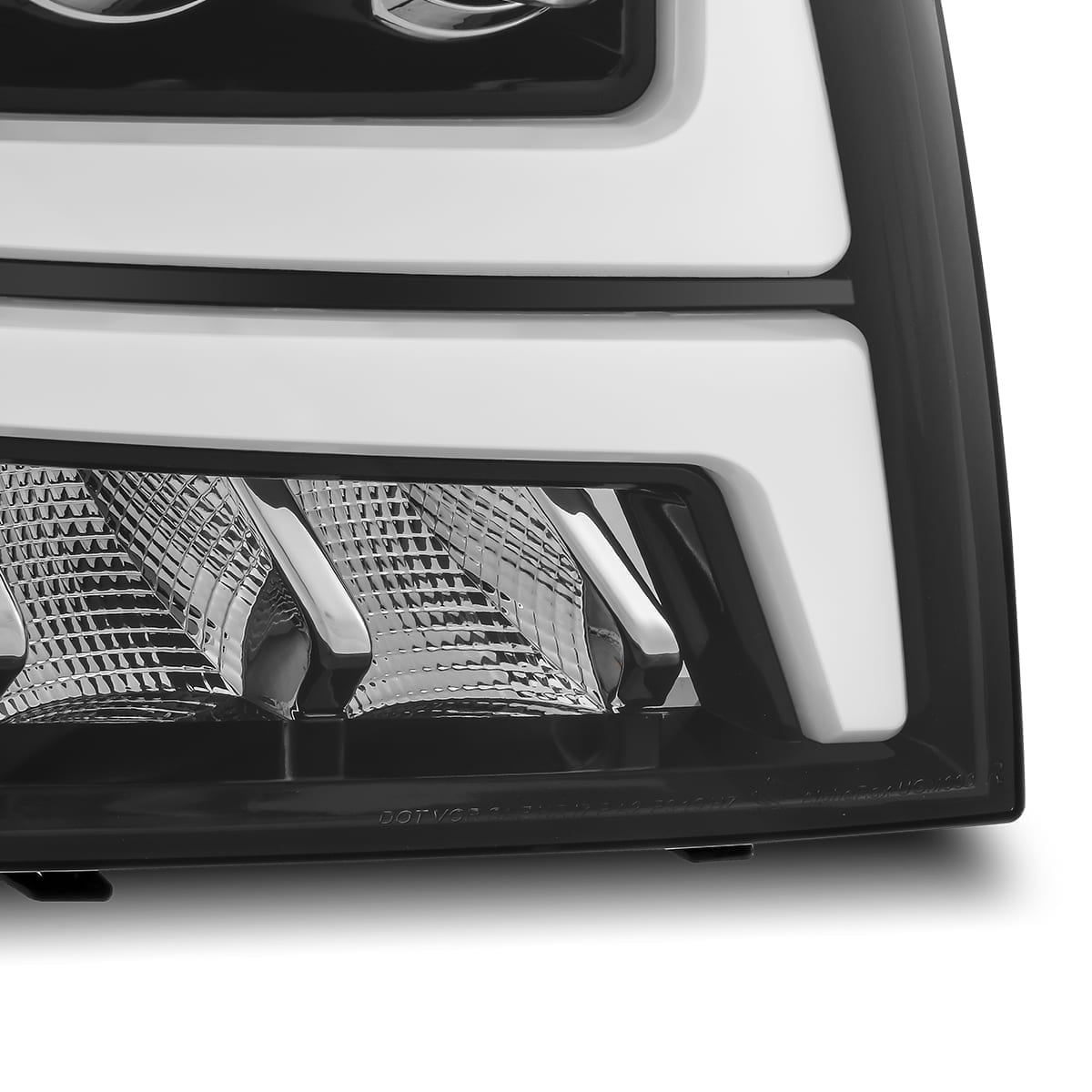 AlphaRex 07-13 Chevy Avalanche NOVA LED Proj Headlights Plank Style Gloss Black w/Activ Light/DRL