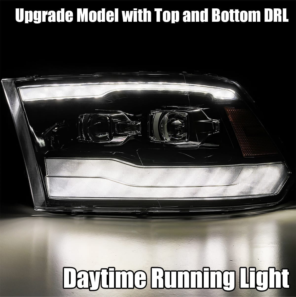 AlphaRex 09-18 Dodge Ram 1500HD PRO-Series Projector Headlights Plank Style Chrome w/Seq Signal/DRL