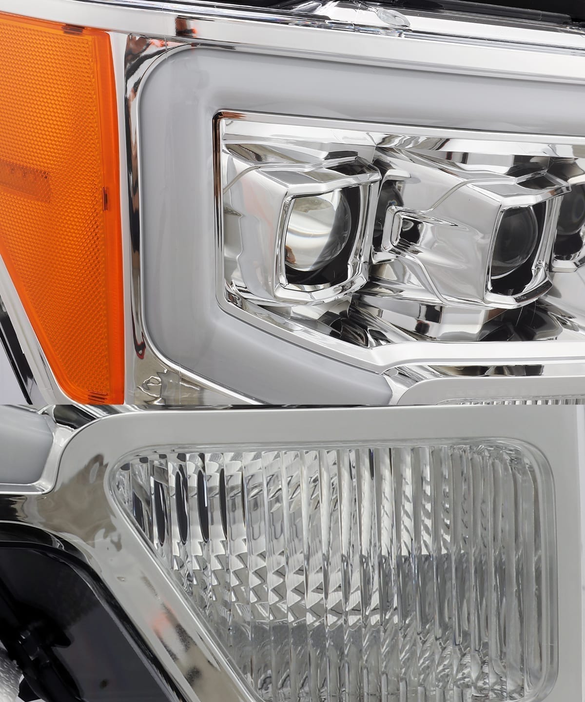 AlphaRex 09-14 Ford F-150 LUXX LED Proj Headlights Plank Style Chrome w/Activ Light/Seq Signal/DRL - 0