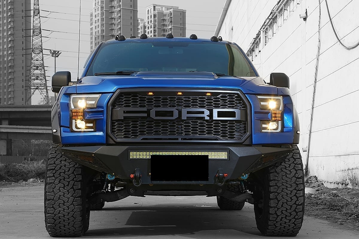 AlphaRex 15-17 Ford F-150 PRO-Series Proj Headlights Plank Style Gloss Blk w/Activ Light/Seq Signal