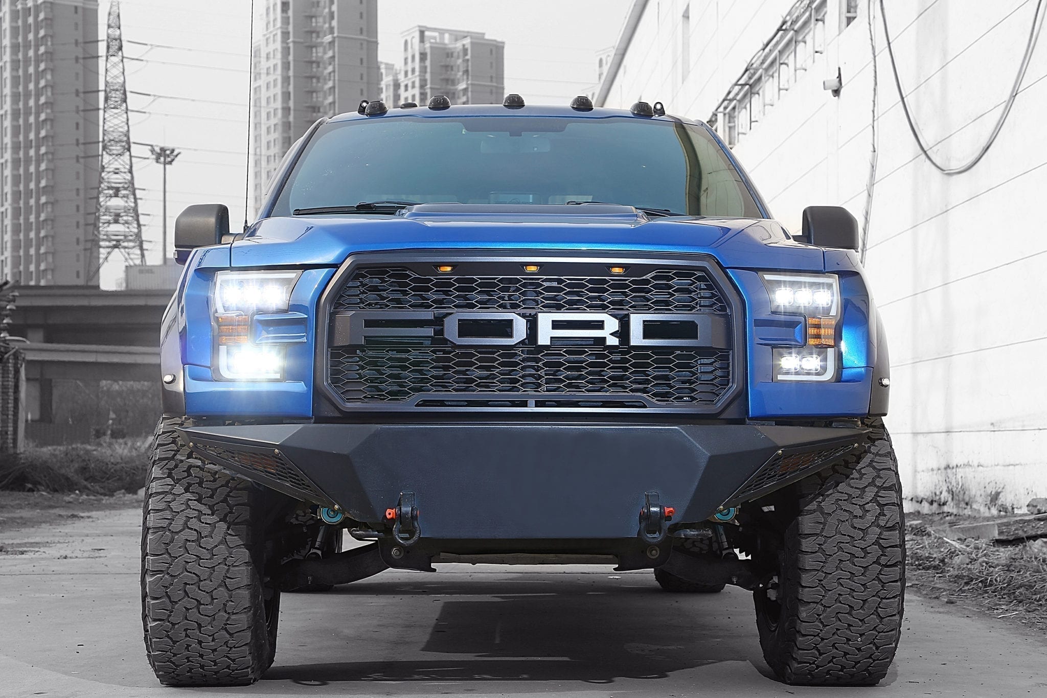 AlphaRex 17-20 Ford Raptor NOVA LED Proj Headlights Plank Style Alpha Black w/Activ Light/Seq Signal