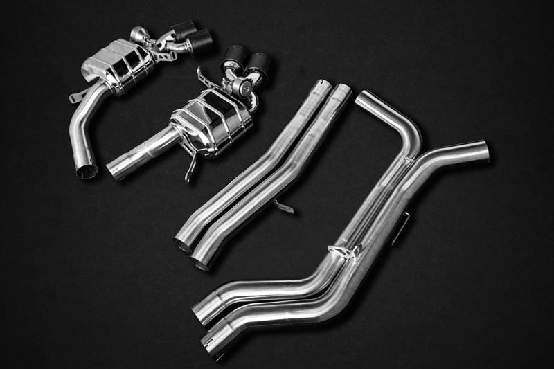 Capristo Valved Exhaust With Bevelled Carbon Fiber Tips (E2P) | Audi RS6/RS7 C8