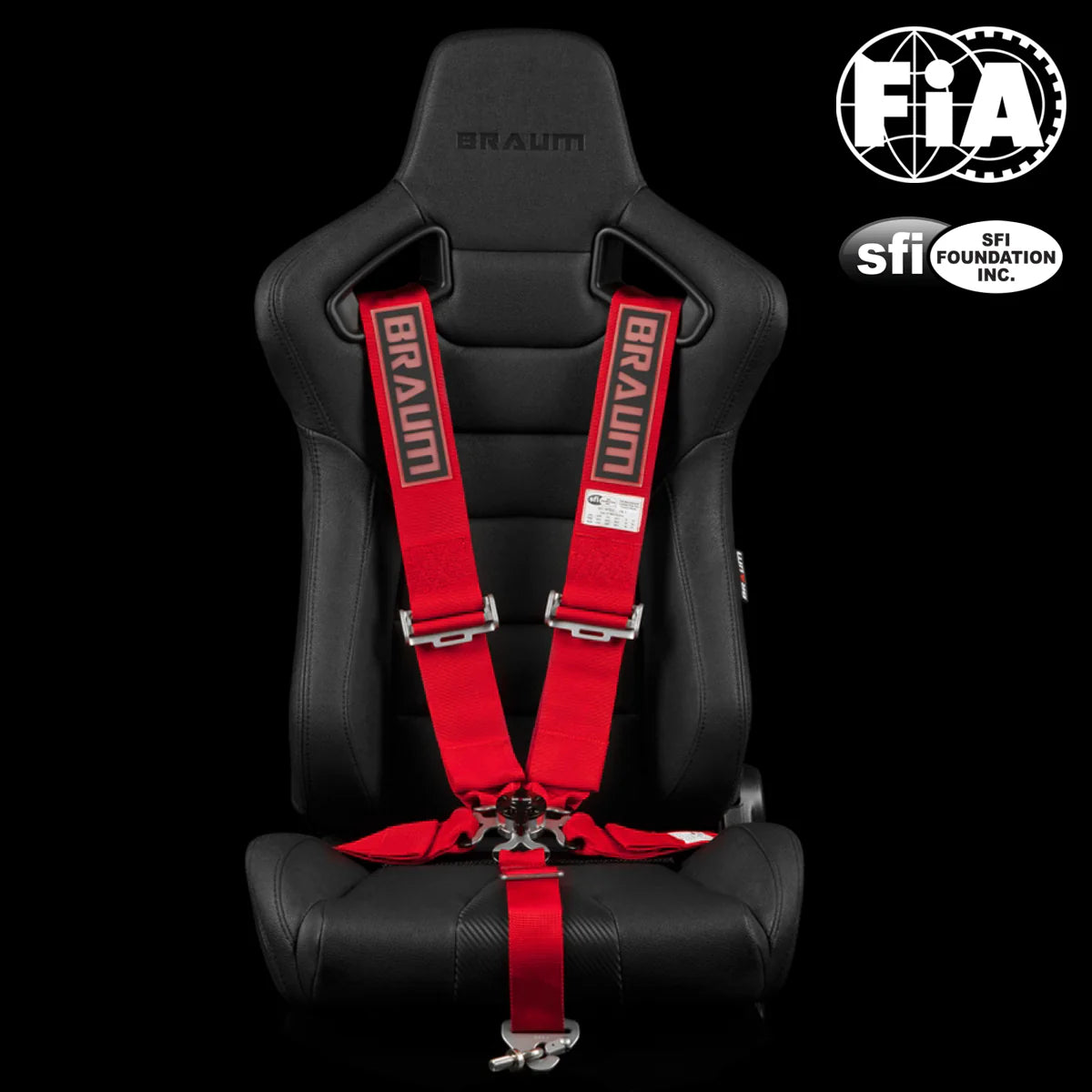 Braum Racing 5 Point 3" SFI Approved Racing Harness - Red