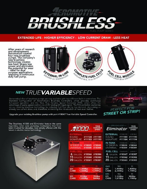 Aeromotive Variable Speed Controlled Fuel Cell - 20 Gal - Brushless A1000 - 0