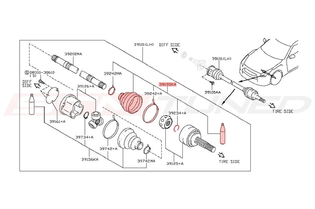 Front Left Axle Outer Repair Kit for R35 GTR (C9BDA-CG02H) - 0