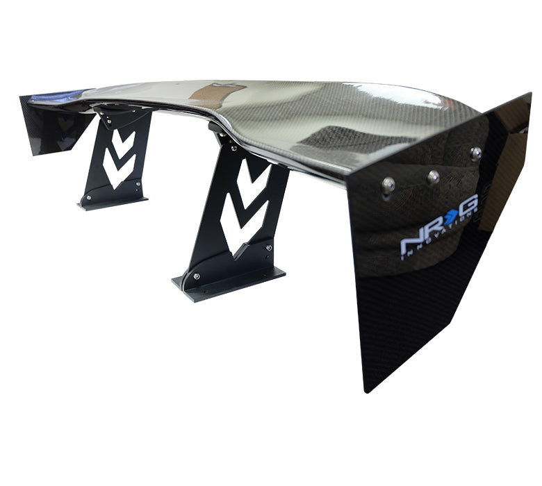 NRG Carbon Fiber Spoiler - Universal (59in.) w/ NRG Arrow Cut Out Stands and Large End Plates - 0