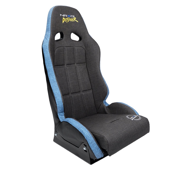 NRG Defender Water Resistant Steel Frame Suspension Seats Black w/ Blue Trim & Defender logo