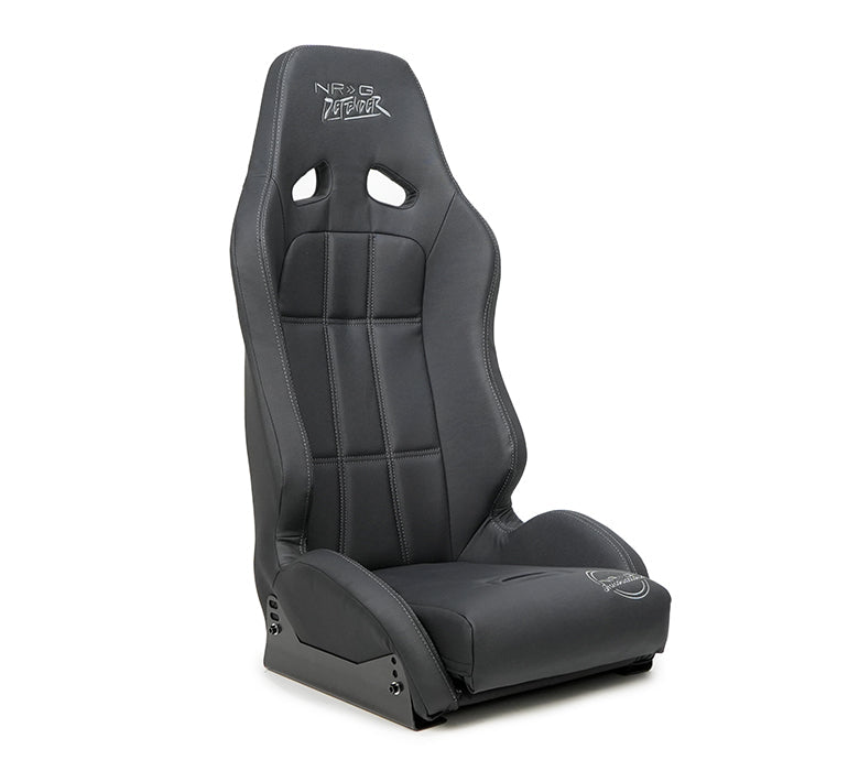 NRG Defender Water Resistant Steel Frame Suspension Seats Black w/ Black Trim & Yellow Embroidery