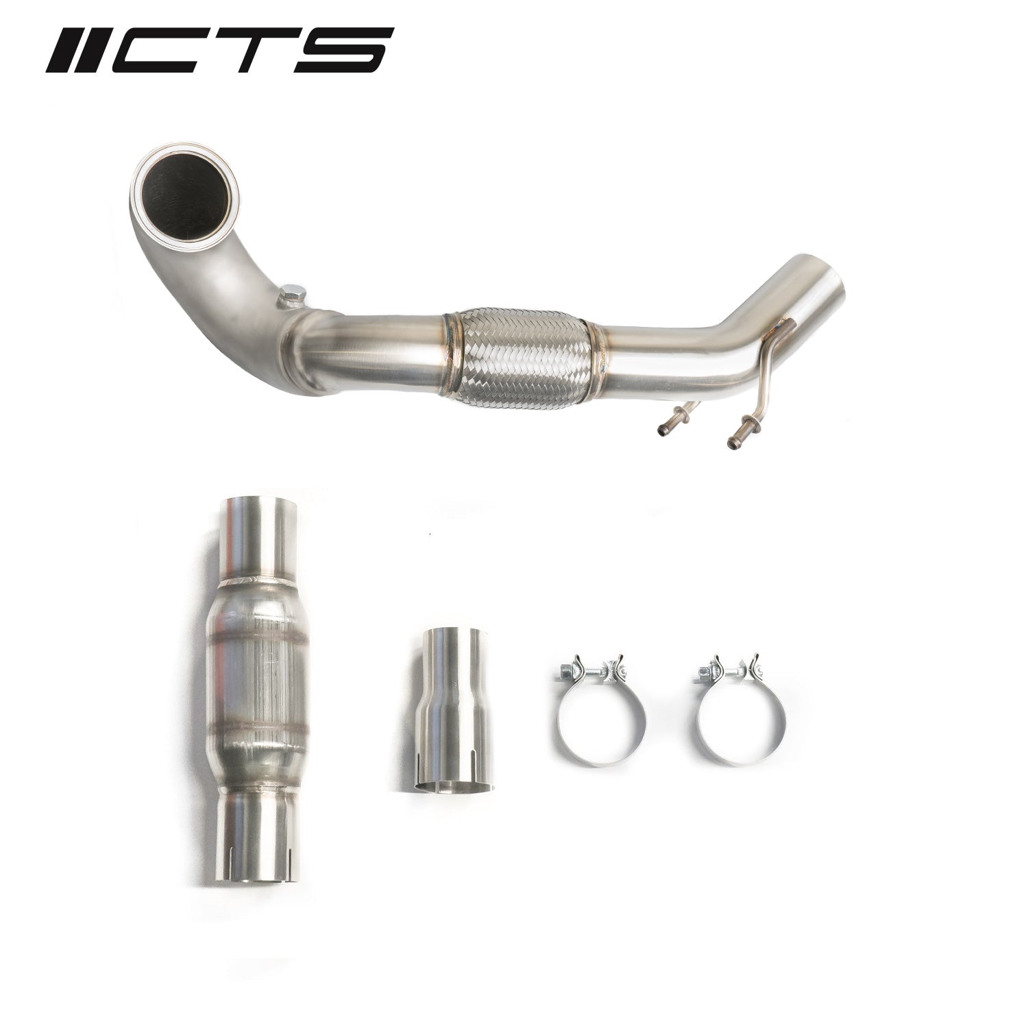 CTS TURBO MQB FWD EXHAUST DOWNPIPE WITH HIGH FLOW CAT (MK7/MK7.5 GOLF, GTI, GLI, A3 FWD)