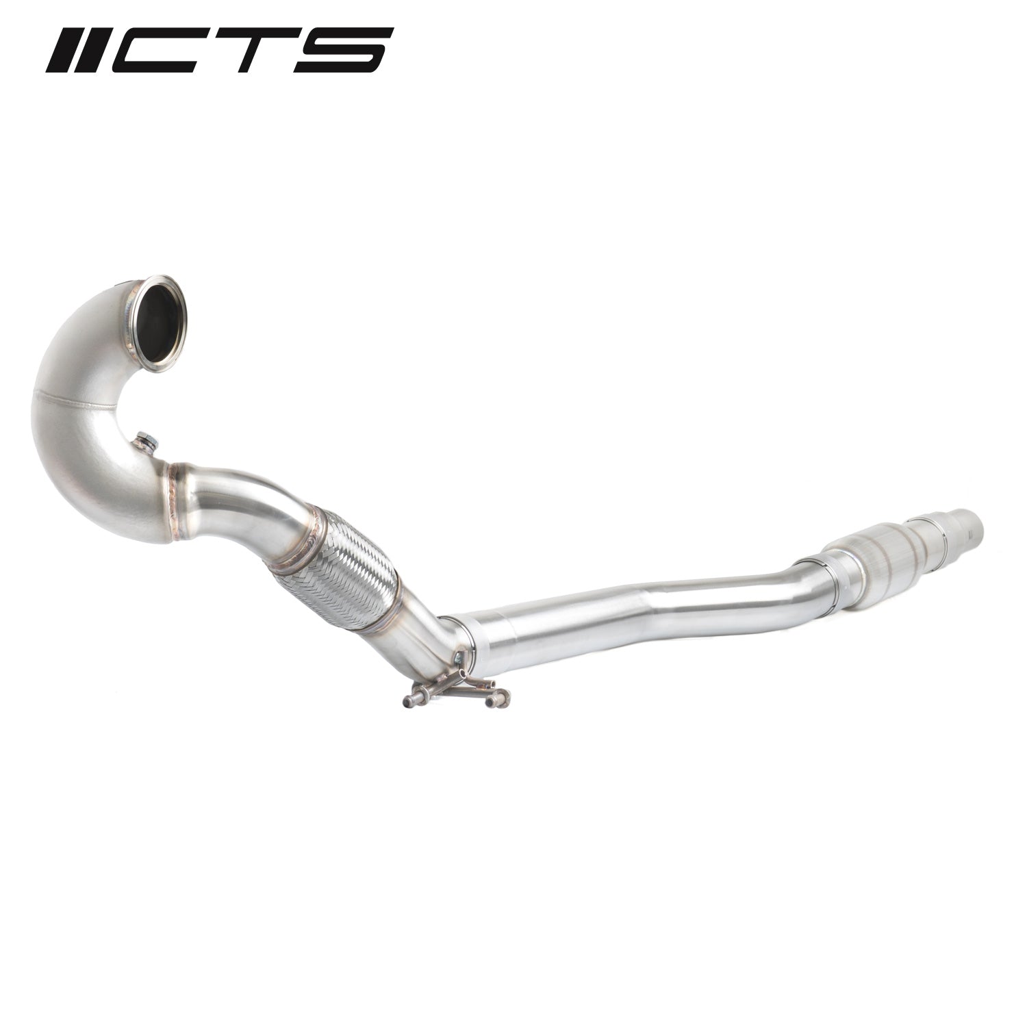 CTS Turbo MQB AWD Exhaust Downpipe with HIGH FLOW CAT (MK7/MK7.5 Golf AWD, Golf R, A3/S3/TT/TT-S Quattro) - 0