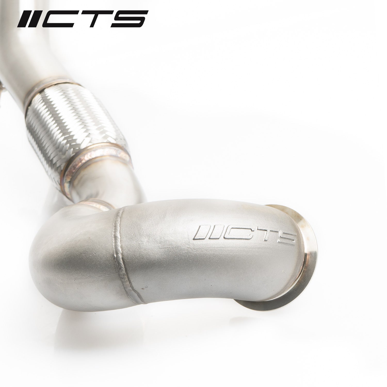 CTS Turbo MQB AWD Exhaust Downpipe with HIGH FLOW CAT (MK7/MK7.5 Golf AWD, Golf R, A3/S3/TT/TT-S Quattro)