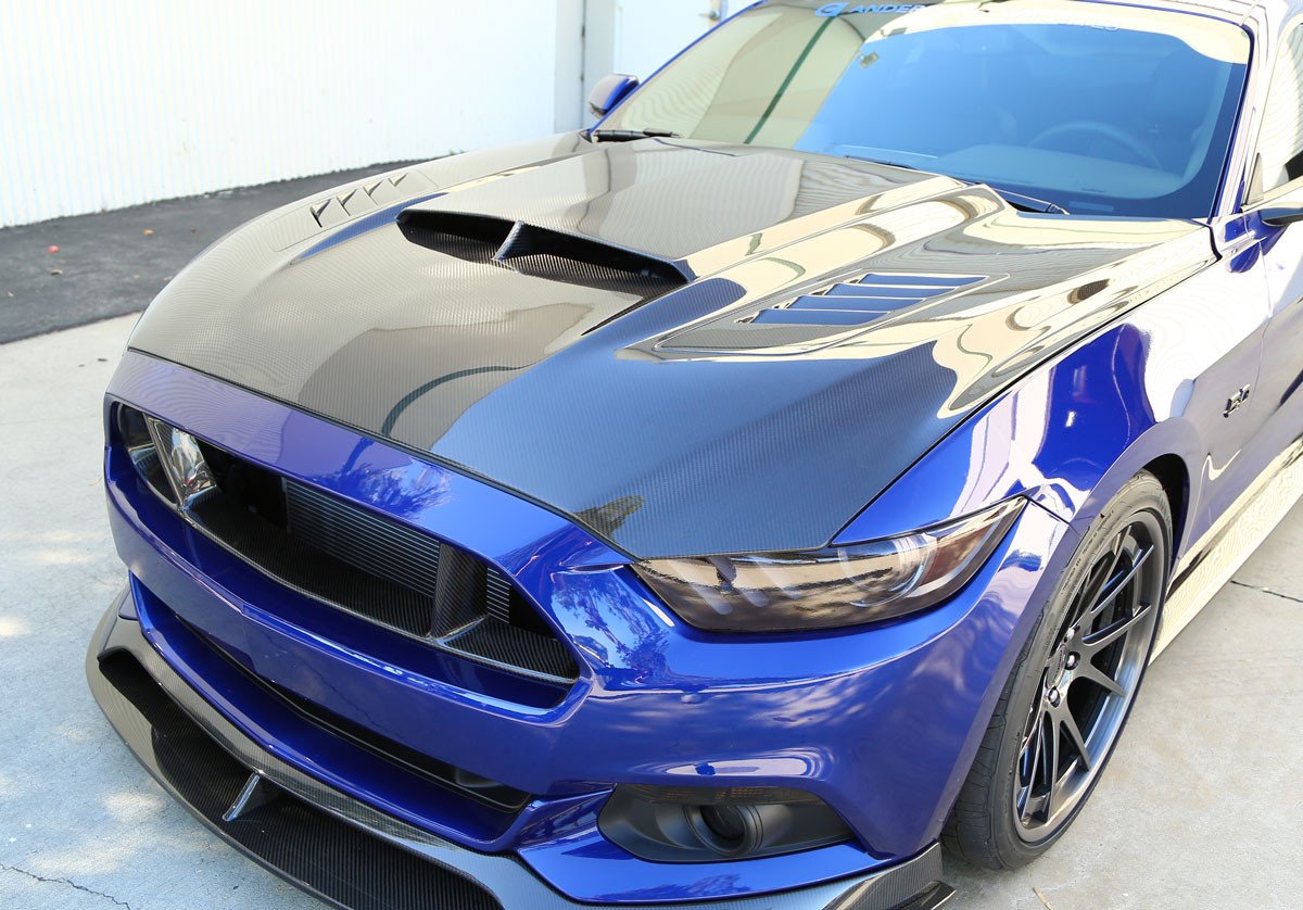 Anderson Composites 15-17 Ford Mustang (Excl. GT350/GT350R) Ram Air Double Sided Hood - 0